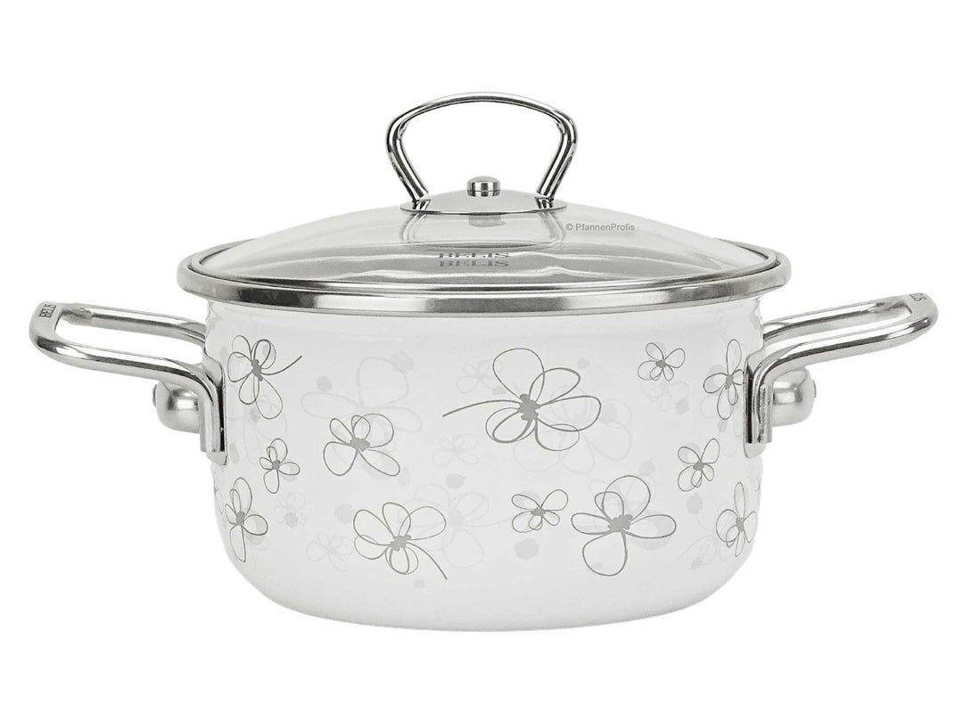 BELIS Stahl-Emaille Kochtopf PREMIUM 16 cm WEISS