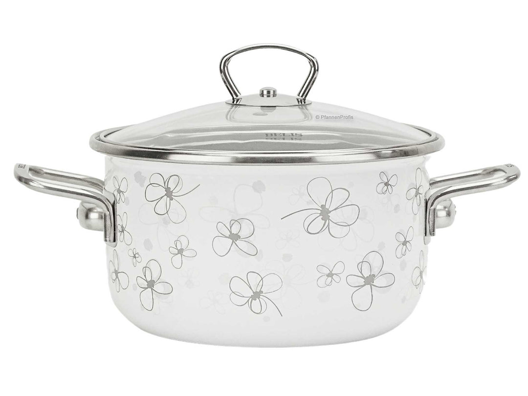 BELIS Stahl-Emaille Kochtopf PREMIUM 18 cm WEISS