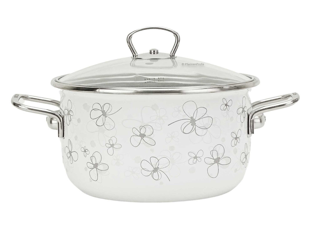 BELIS Stahl-Emaille Kochtopf PREMIUM 20 cm WEISS