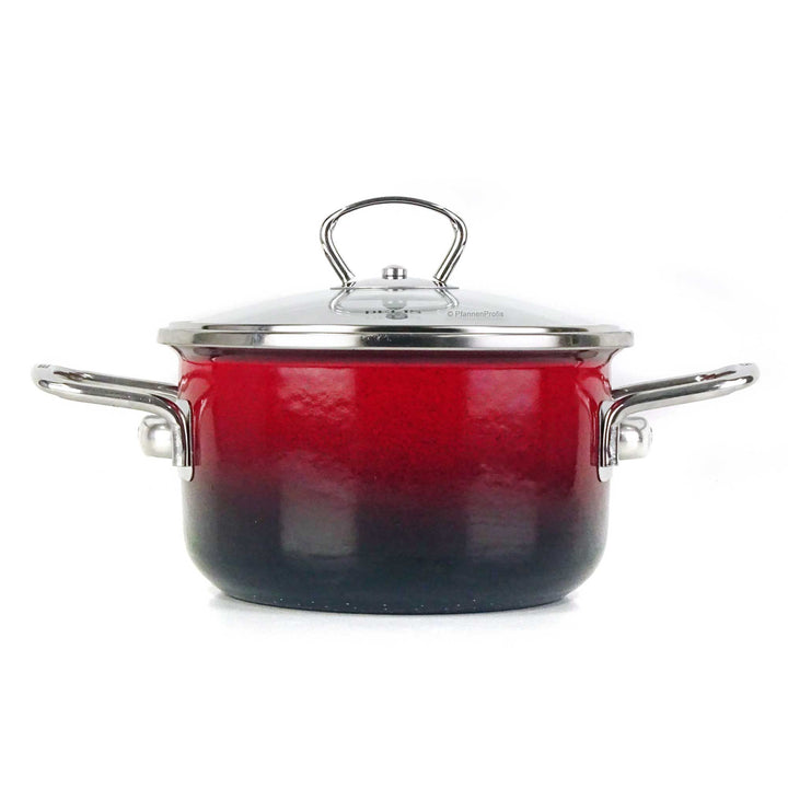 BELIS Stahl-Emaille Kochtopf PREMIUM 16 cm ROT