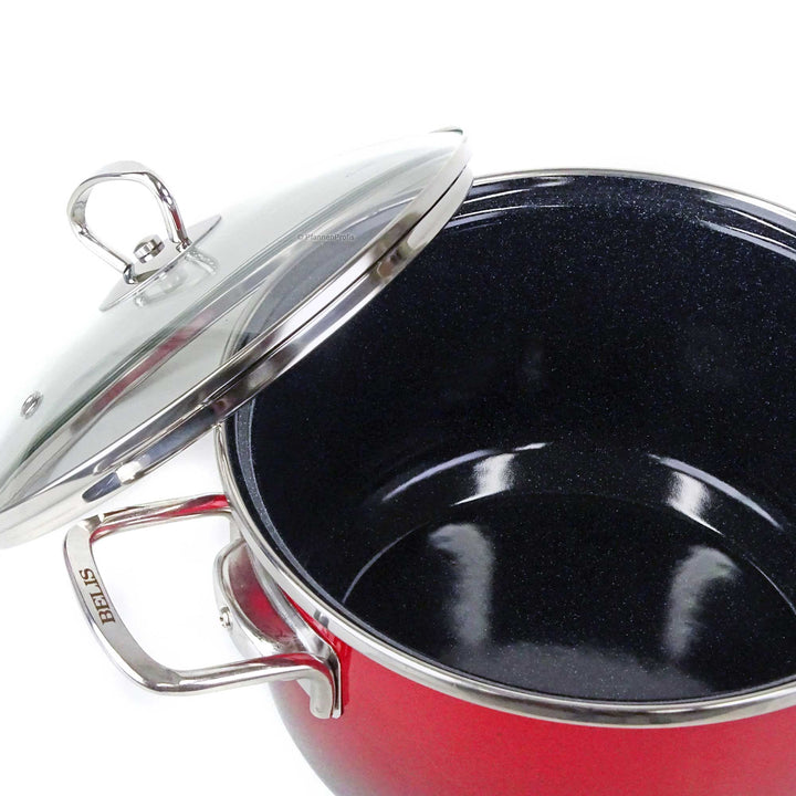 BELIS Stahl-Emaille Kochtopf PREMIUM 20 cm ROT