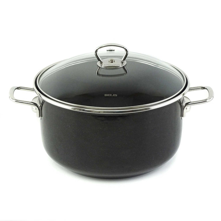 BELIS Stahl-Emaille Kochtopf PREMIUM 24 cm SCHWARZ