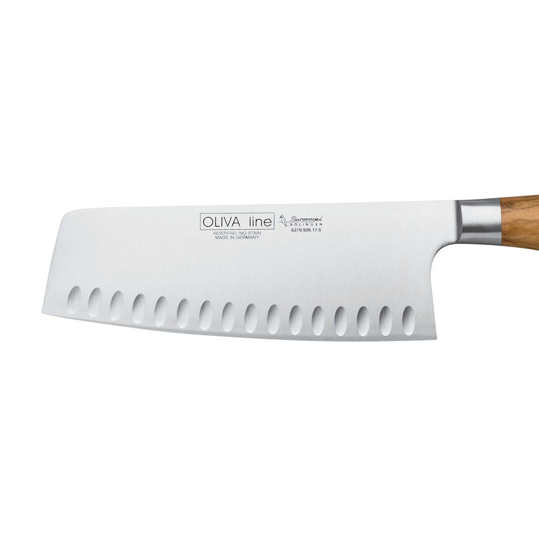 BURGVOGEL Solingen China-Hackmesser OLIVA LINE 17 cm geschmiedet Kullenschliff Holzgriff