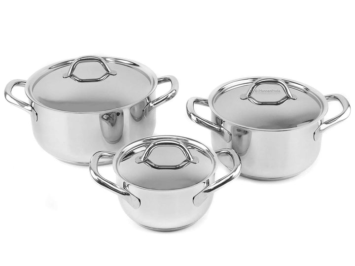 BARAZZONI CHEF LINE pot set 16, 20, 24 cm 6 pieces stainless steel 3 pots, 3 lids