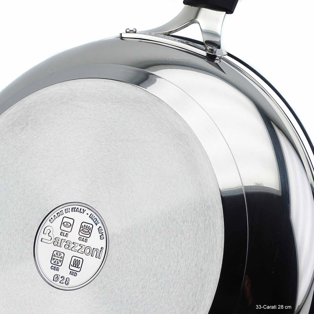 BARAZZONI stainless steel pan 33-CARATI non-stick coated 24 cm with silicone handle