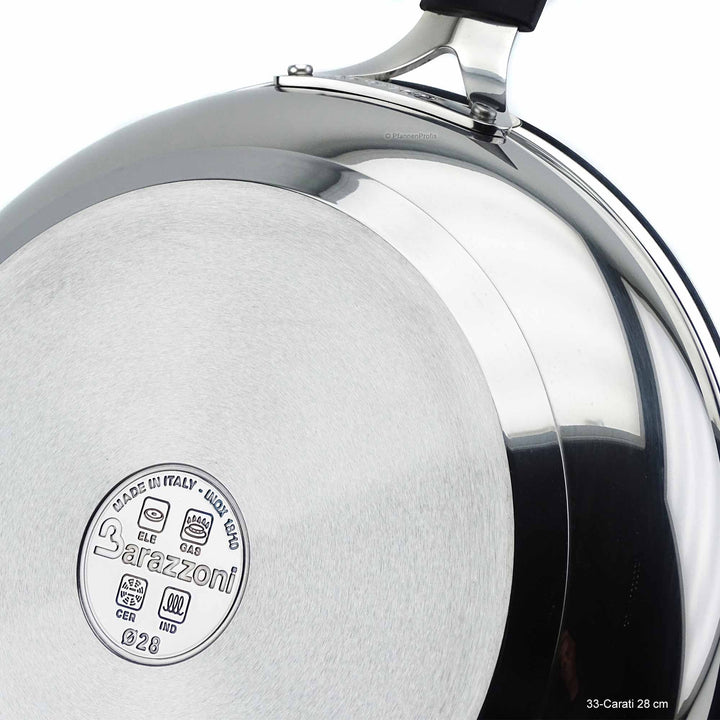 BARAZZONI stainless steel pan 33-CARATI non-stick coated 24 cm with silicone handle