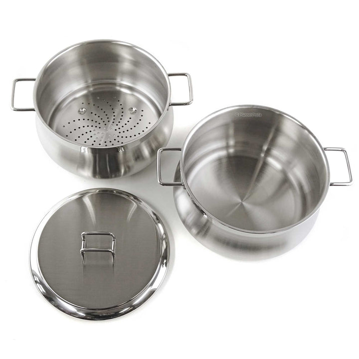 BARAZZONI steam cooker TUMMY stainless steel casserole 22 cm + lid + steamer insert