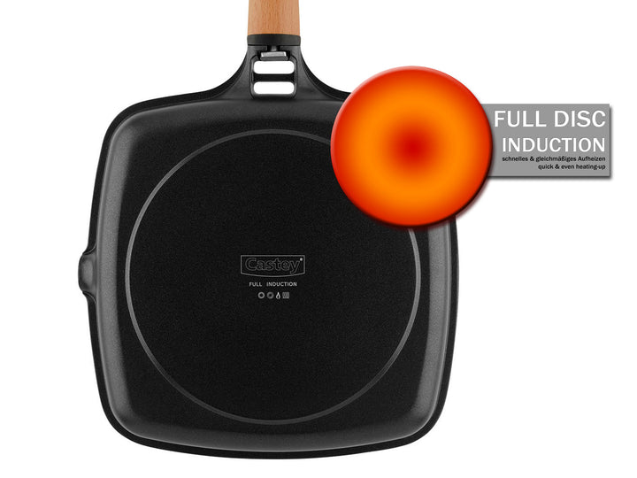 CASTEY poêle à griller en fonte d'aluminium CLASSIC 27 x 27 cm poignée amovible induction