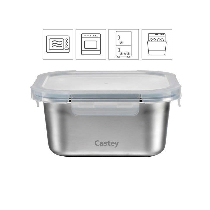 CASTEY food storage container stainless steel microwave-safe 1.45 l square