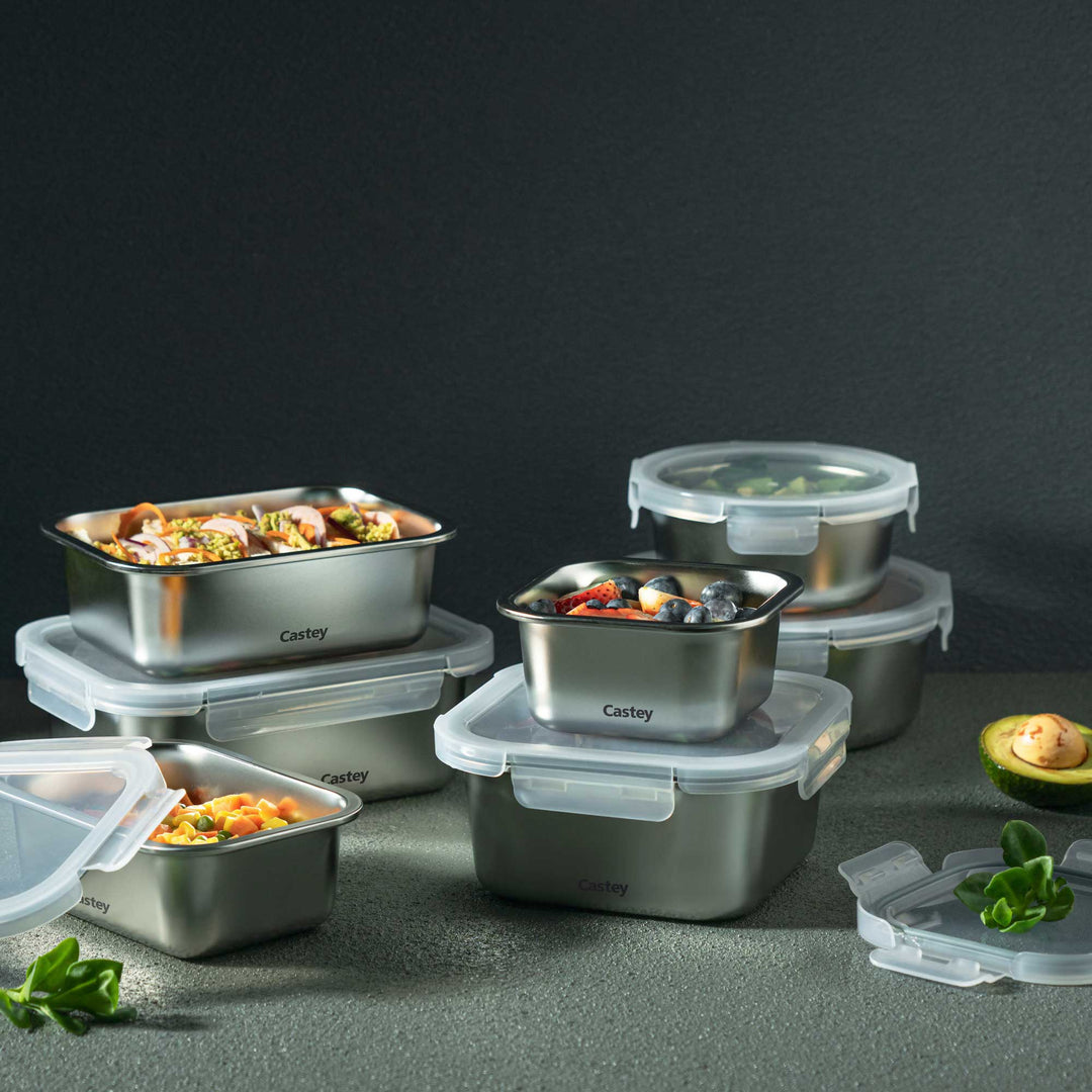 CASTEY Frischhaltedose aus Edelstahl mikrowellengeeignet 1,5 L rund