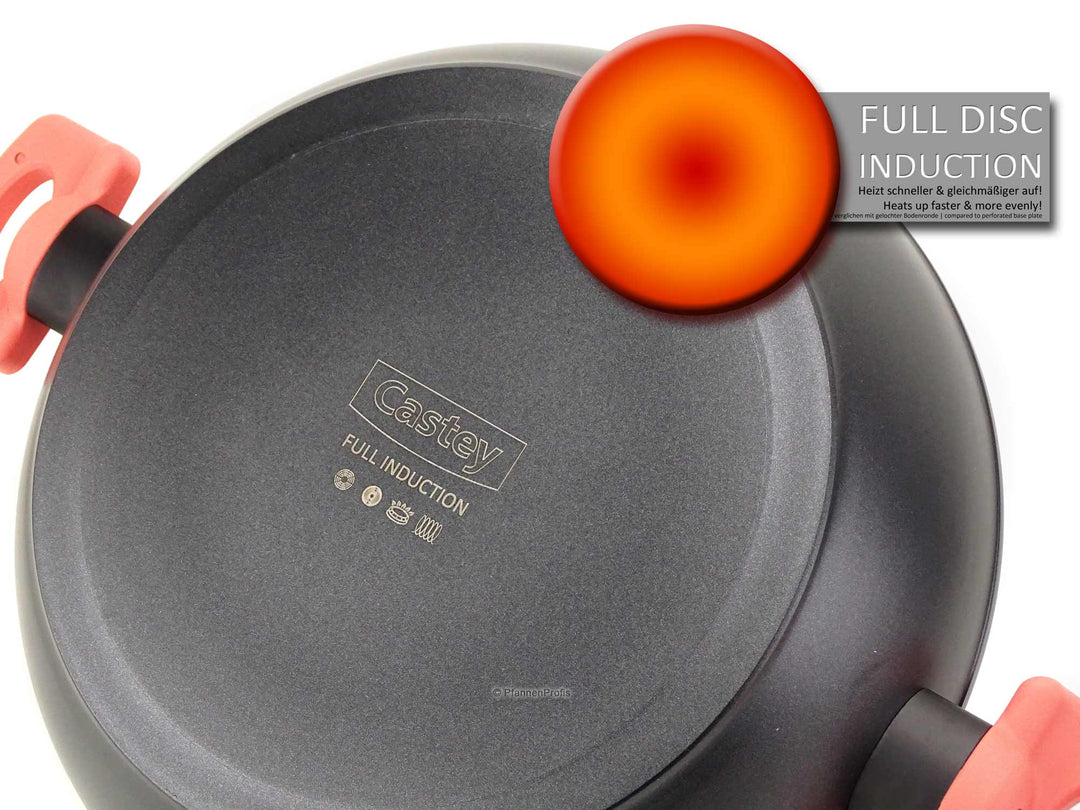 CASTEY Schmorkasserolle CORAL 28 cm Antihaft Pfanne extra hoch mit Deckel