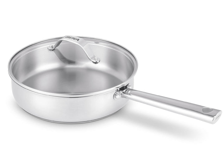 BEKA skillet CICLA 24 cm made from recycled stainless steel deep frypan with glass lid