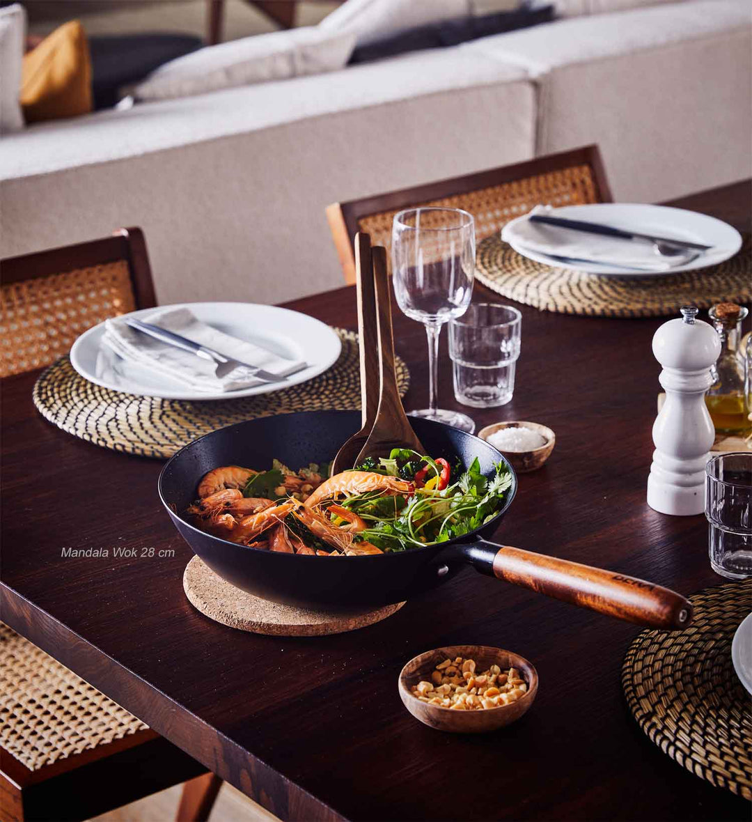 BEKA Wokpfanne MANDALA 28 cm Eisen mit Keramikbeschichtung, ohne Einbrennen