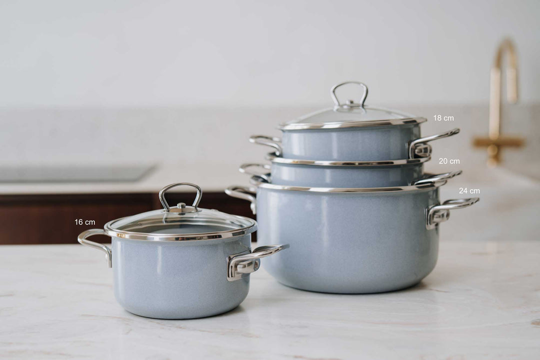 BELIS Stahl-Emaille Kochtopf PREMIUM 20 cm GRAU