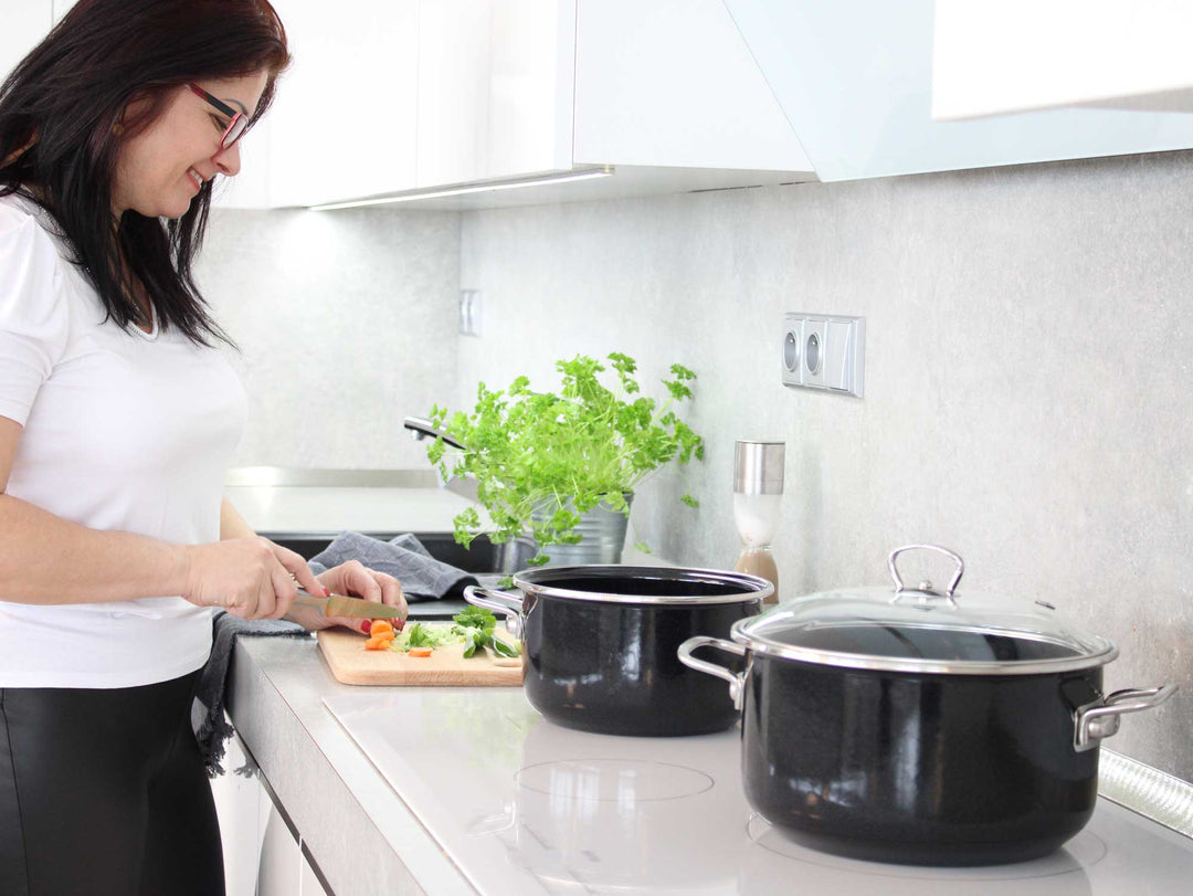 BELIS Stahl-Emaille Kochtopf PREMIUM 20 cm SCHWARZ