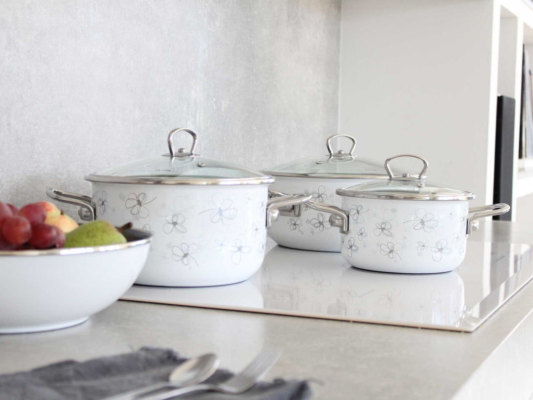 BELIS Stahl-Emaille Kochtopf PREMIUM 24 cm WEISS