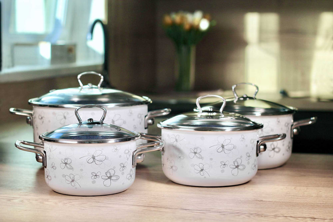 BELIS Stahl-Emaille Kochtopf PREMIUM 18 cm WEISS