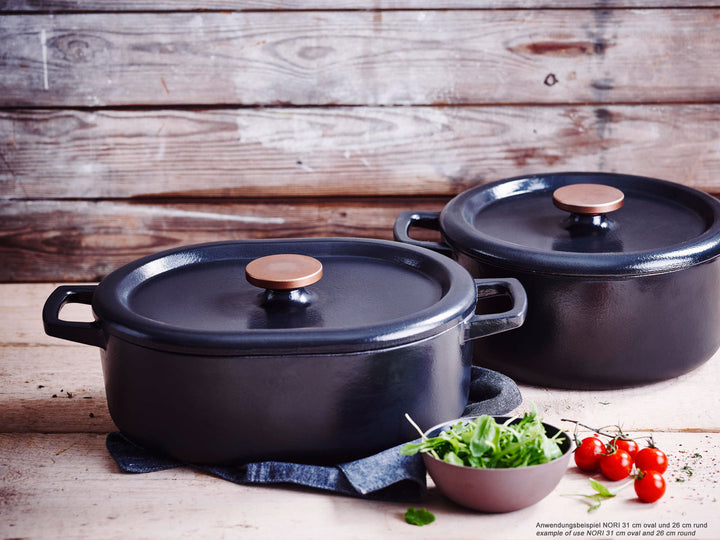 BEKA Gusseisen Topf NORI oval 31 cm Emaille Bräter mit Deckel 5,5 L
