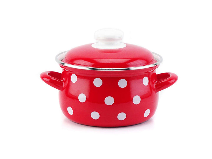 BELIS Stahl-Emaille Kochtopf DOTS 16 cm