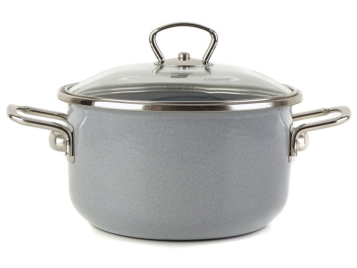BELIS Stahl-Emaille Kochtopf PREMIUM 18 cm GRAU