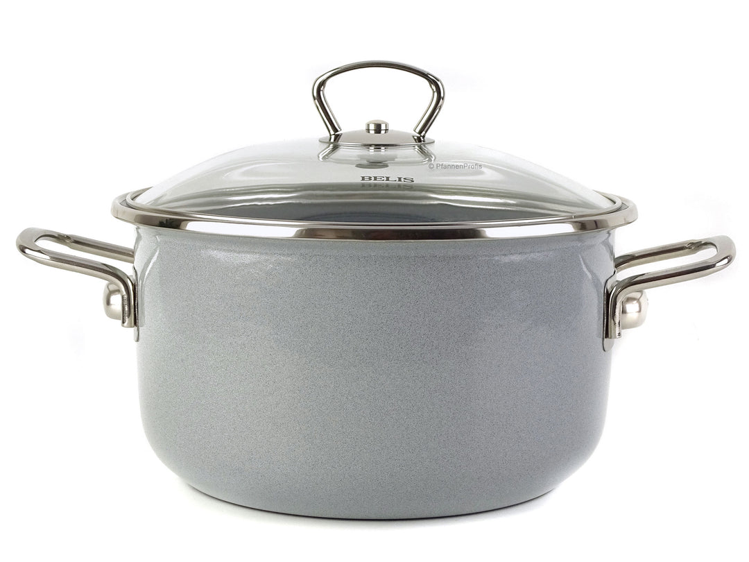 BELIS Stahl-Emaille Kochtopf PREMIUM 20 cm GRAU