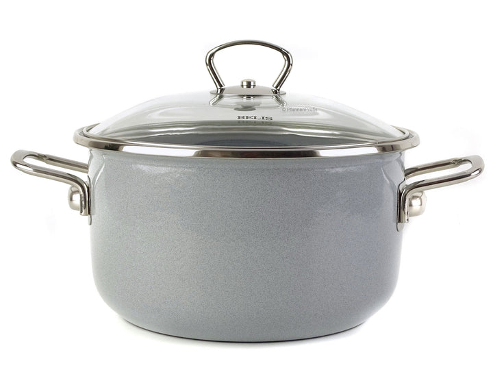 BELIS Stahl-Emaille Kochtopf PREMIUM 20 cm GRAU