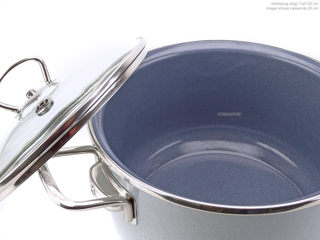BELIS Stahl-Emaille Kochtopf PREMIUM 18 cm GRAU