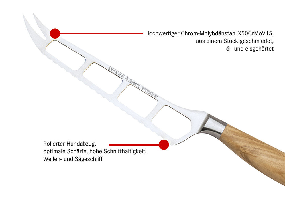 BURGVOGEL Solingen Käsemesser OLIVA LINE 14 cm geschmiedet Holzgriff