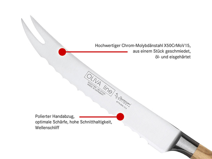 BURGVOGEL Solingen Tomatenmesser OLIVA LINE 13 cm geschmiedet Holzgriff