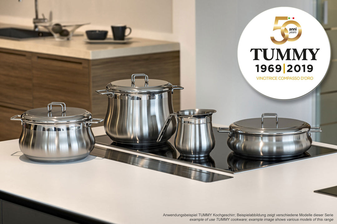 BARAZZONI Gemüsetopf TUMMY Edelstahl 26 cm mit Deckel 11,5 L