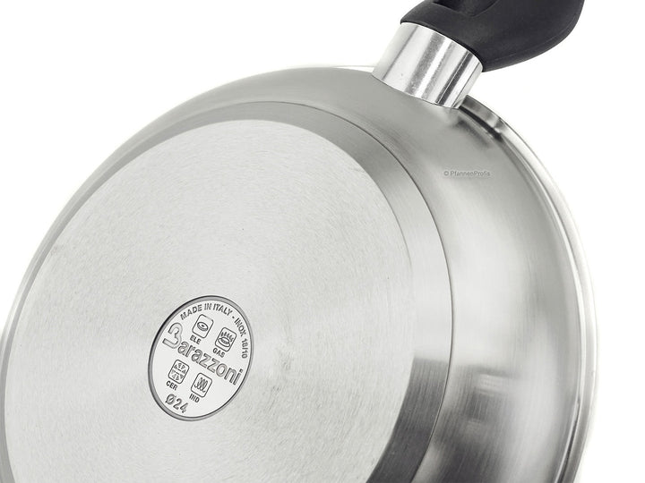 BARAZZONI Bratpfanne LE INOXIDABILI 24 cm Edelstahl Pfanne unbeschichtet
