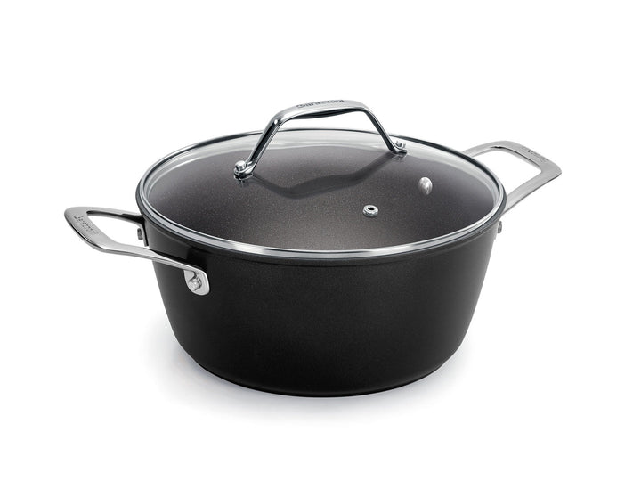BARAZZONI Antihaft Kochtopf BLACK TITAN PRO 20 cm 2,4 L mit Glasdeckel