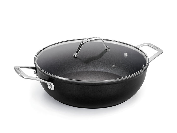 BARAZZONI Antihaft Schmorkasserolle BLACK TITAN PRO 28 cm mit Glasdeckel