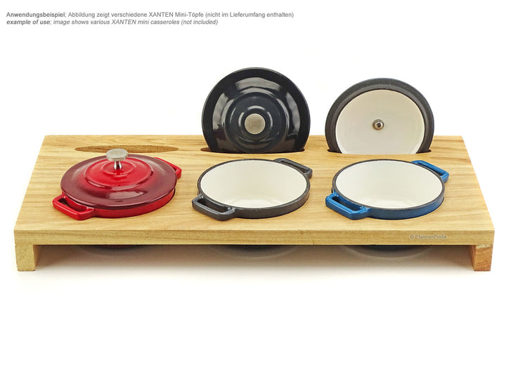 CS KOCHSYSTEME Servierbrett aus Holz für 3 XANTEN Mini Töpfe