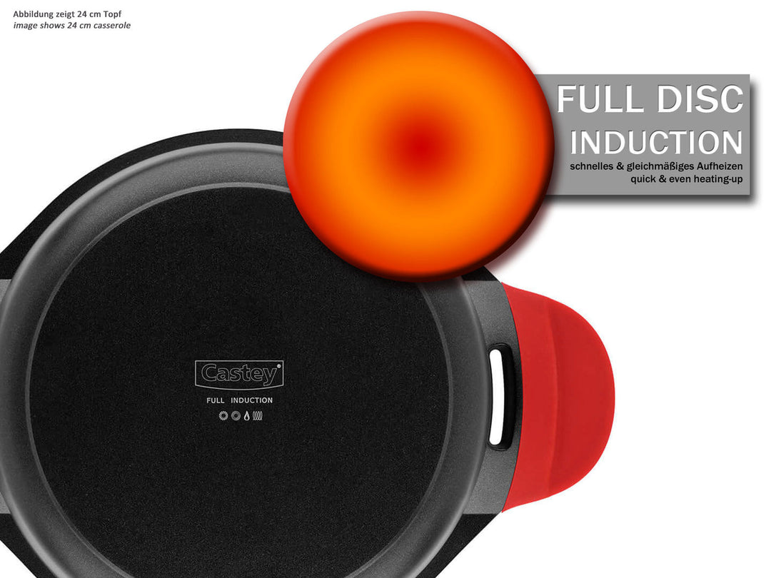 CASTEY Alu Guss Topf CLASSIC 20 cm mit Silikon-Griffen Induktion