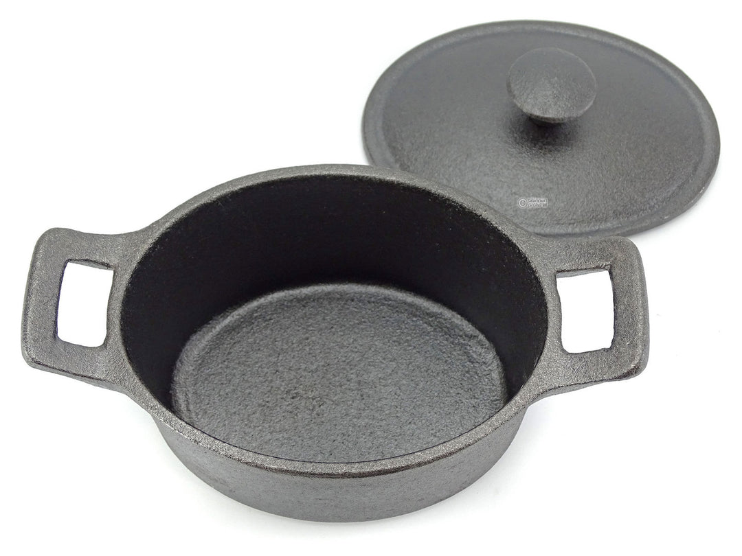 RONNEBY BRUK Gusseisen Mini Serviergeschirr mit Deckel RONDO 12x9 cm OVAL schon eingebrannt