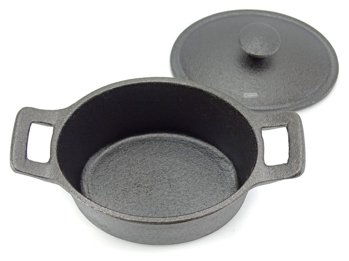 RONNEBY BRUK Gusseisen Mini Serviergeschirr mit Deckel RONDO 12x9 cm OVAL schon eingebrannt