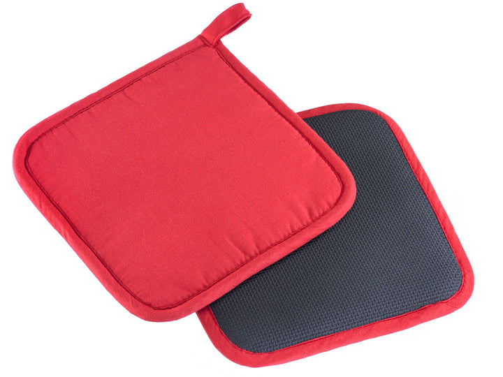 WESTMARK 2 Topflappen rot-schwarz rutschfest Neopren + Baumwolle waschbar