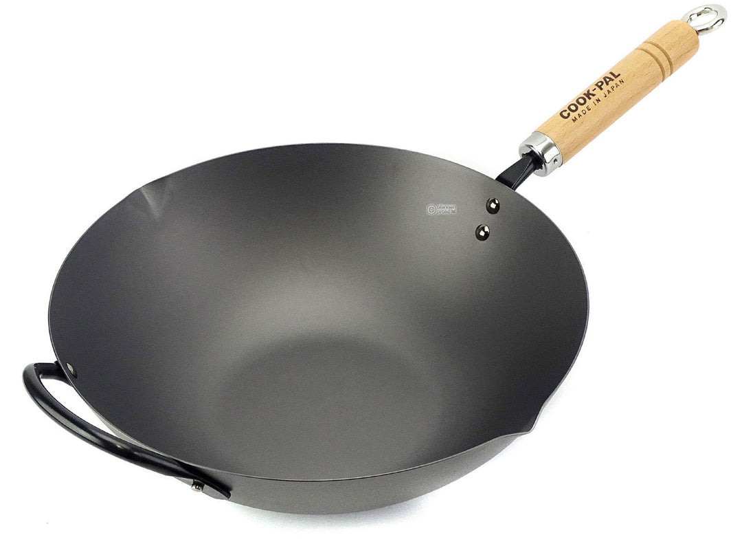 YOSHIKAWA Peking Eisen Wok 30 cm Carbonstahl Wokpfanne aus Japan