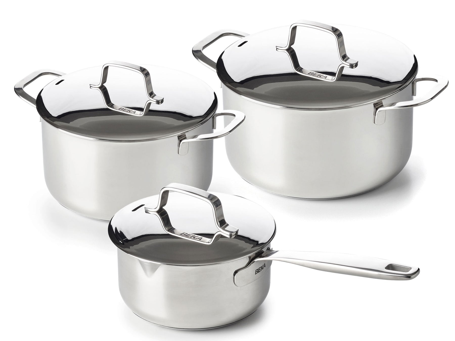 Induction Cooking Pots Lid Saucepans Set 3Pots 20,24,28cm Black