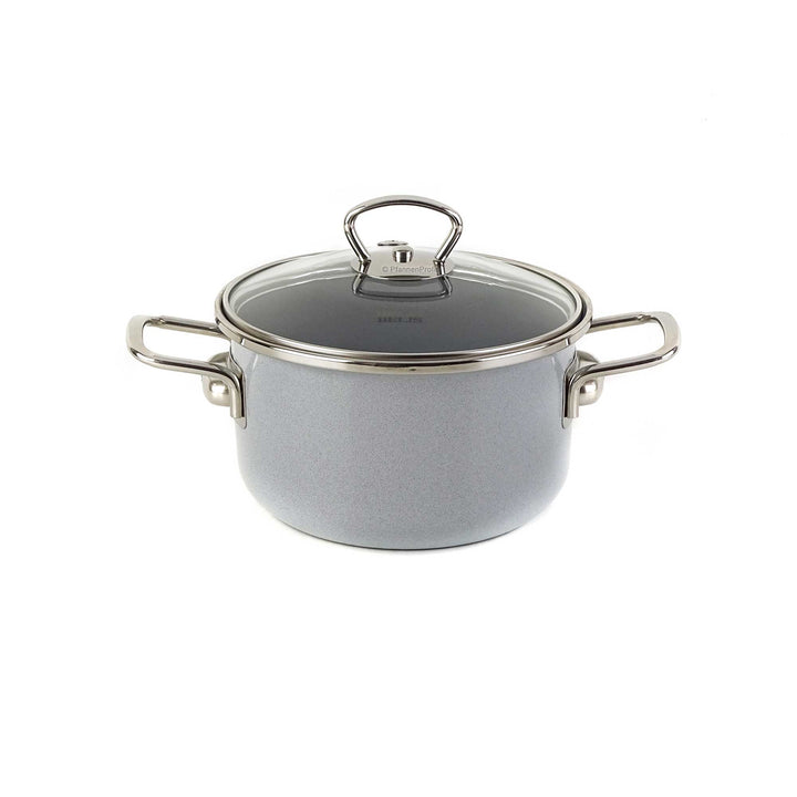 BELIS steel-enamel casserole PREMIUM 16 cm GREY