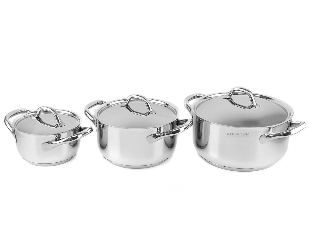 BARAZZONI set di pentole CHEF LINE 16, 20, 24 cm 6 pezzi in acciaio inox 3 pentole, 3 coperchi