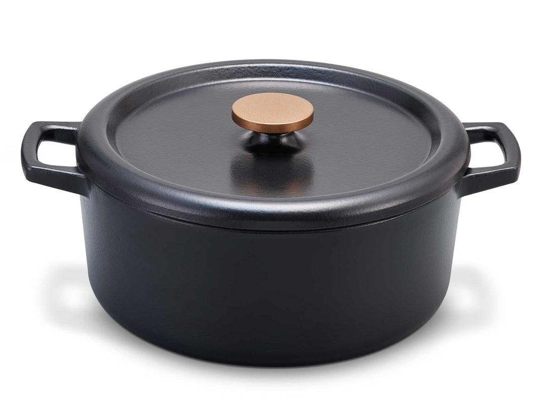 Casserole en fonte émaillée de 2,5 litres, robuste, avec couvercle et deux  poignées