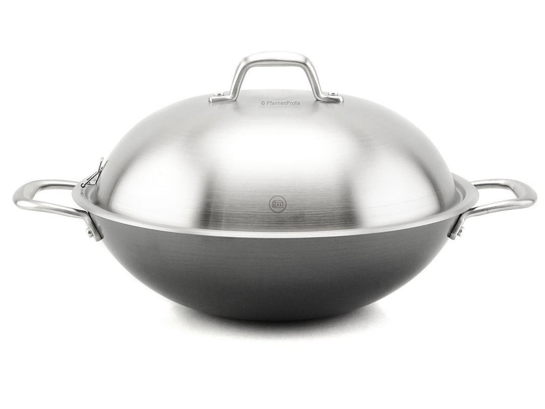 Iron wok without coating without seasoning carbon steel with lid –