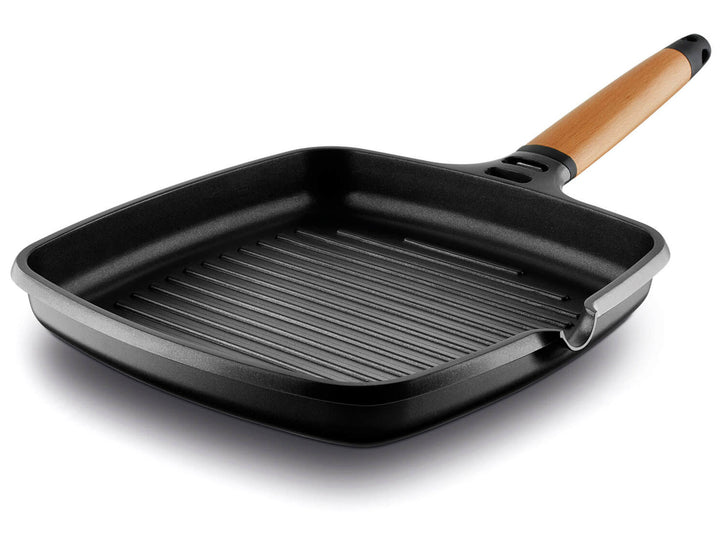 CASTEY mini grill pan cast alu CLASSIC 22 x 22 cm detachable wooden handle induction