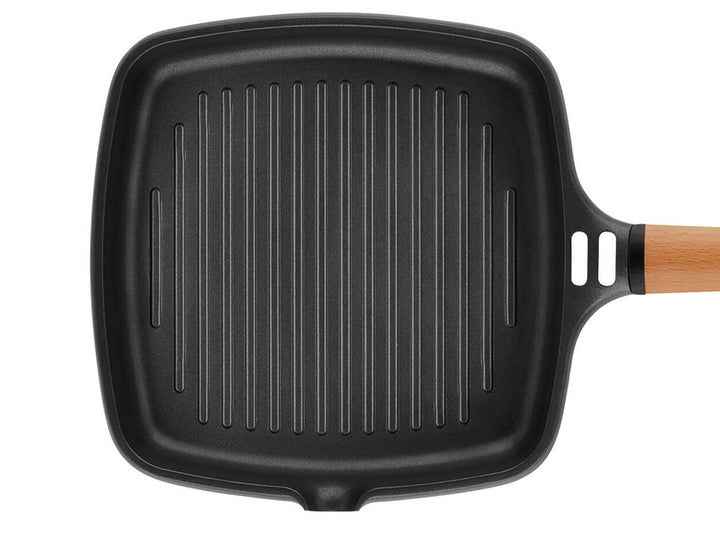 CASTEY mini grill pan cast alu CLASSIC 22 x 22 cm detachable wooden handle induction