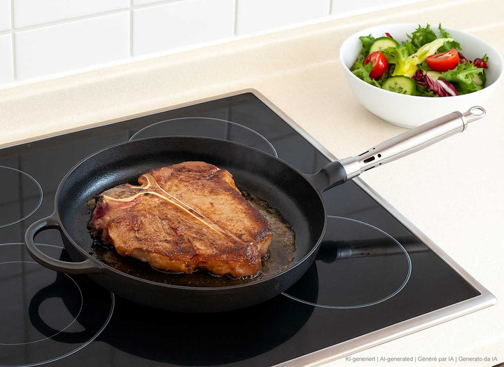 RONNEBY BRUK cast iron frypan MAESTRO 28 cm stainless steel handle, pre-seasoned