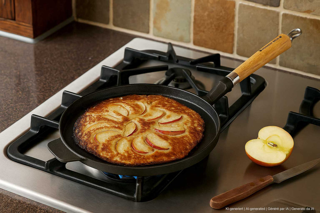RONNEBY BRUK cast iron pancake pan MAESTRO 24 cm oakwood handle, pre-seasoned