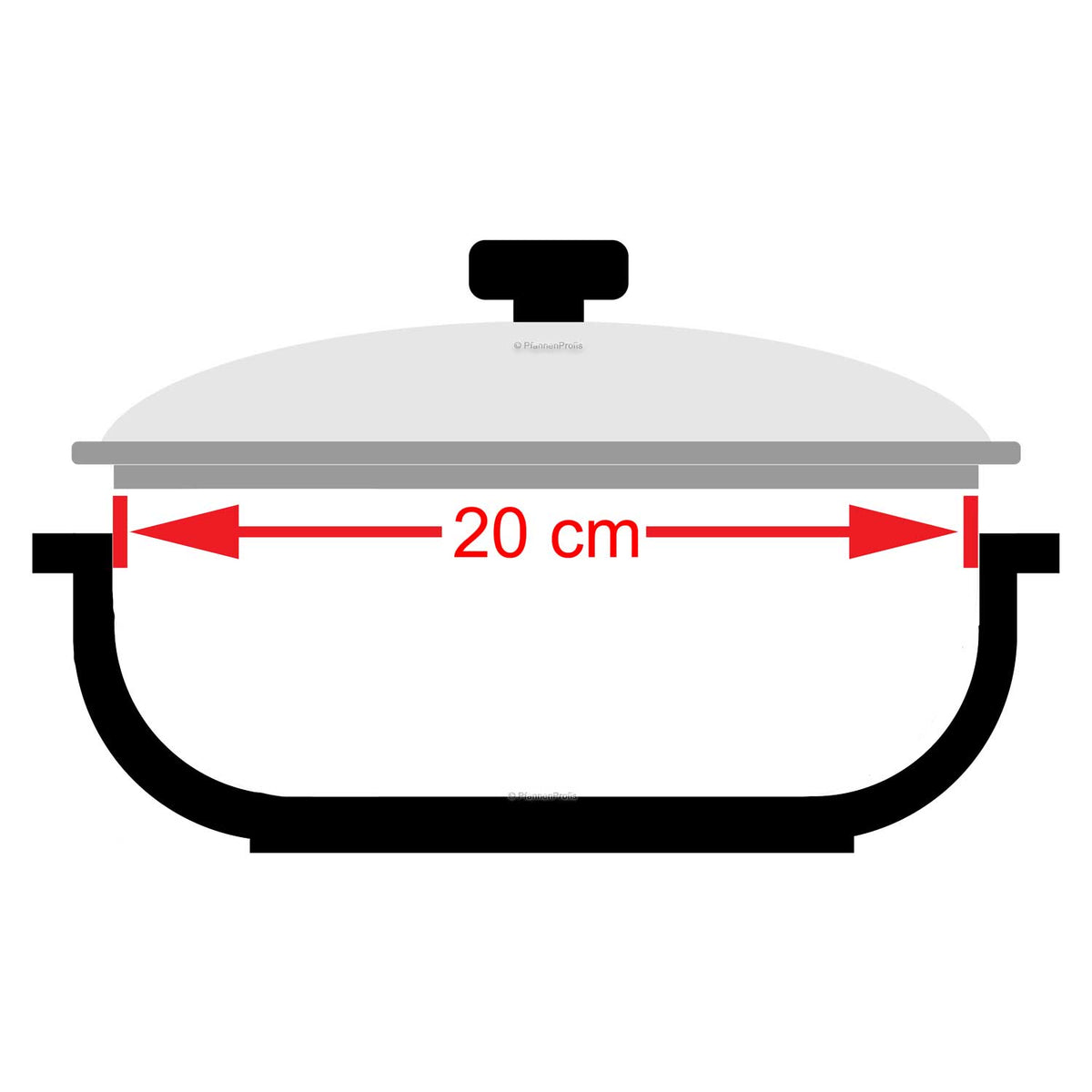 Glasdeckel ofenfest 20 cm Silikonrand –