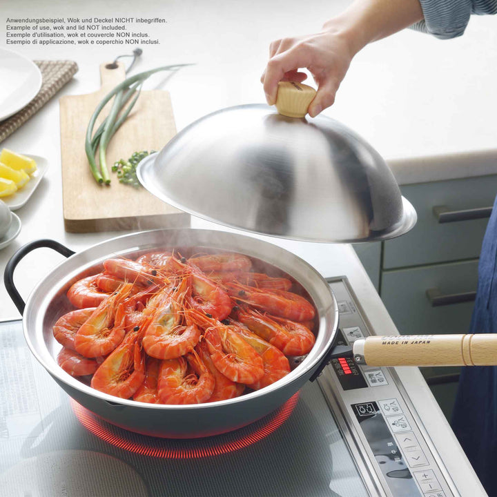 YOSHIKAWA Insert de cuisson à la vapeur en acier inoxydable pour wok 30 cm